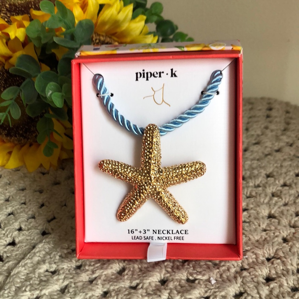 Piper K Gold Starfish Statement Pendant Necklace
